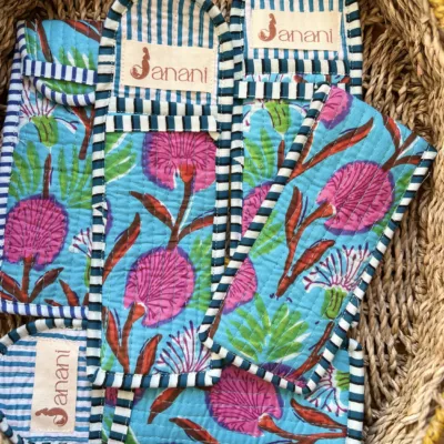 Turquoise Quilted Glasses Case