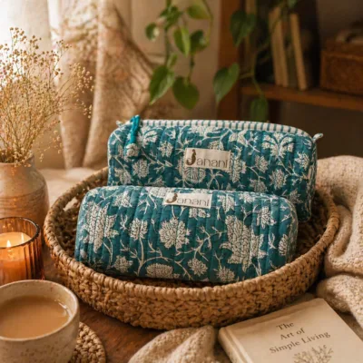 Teal Floral Pouch