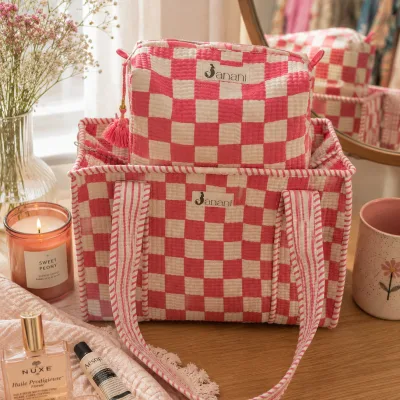 Bubblegum Checks Midi Tote