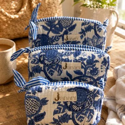 Blue flora Wash Bags