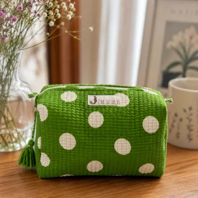 Olive Polka Wash Bags