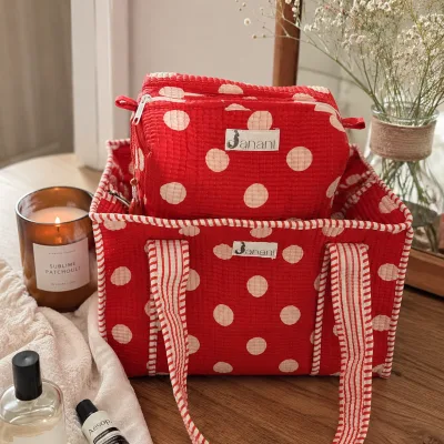 Strawberry Polka Midi Tote