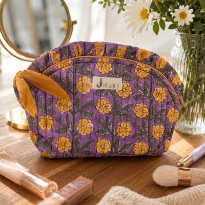 Golden Bloom Frilled Pouch