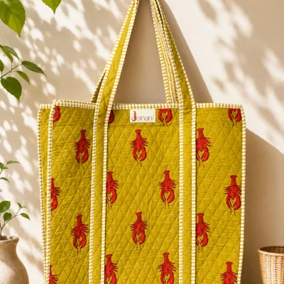 Golden Lobster reversible tote
