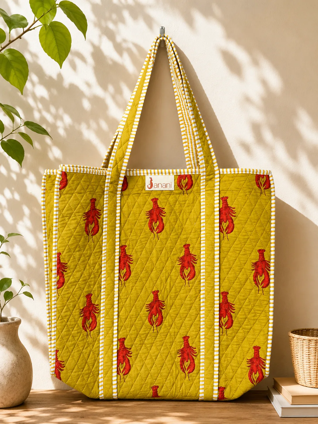Golden Lobster reversible tote