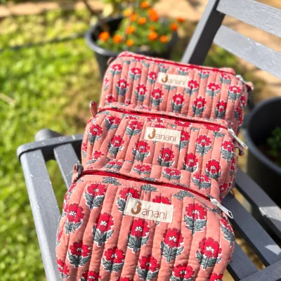 Coral Poppy wash bags