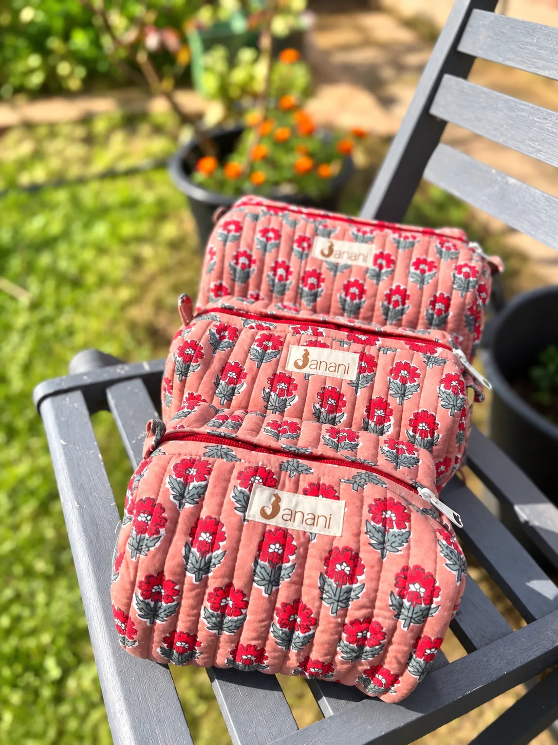 Coral Poppy wash bags