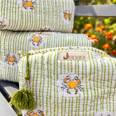 Citrus Crab Stripe Wash bags