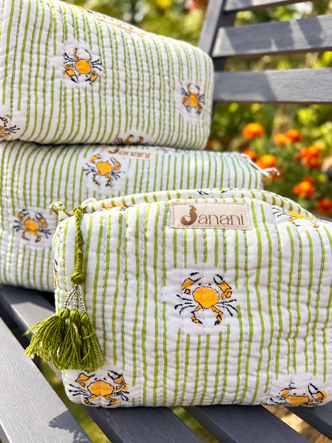 Citrus Crab Stripe Wash bags