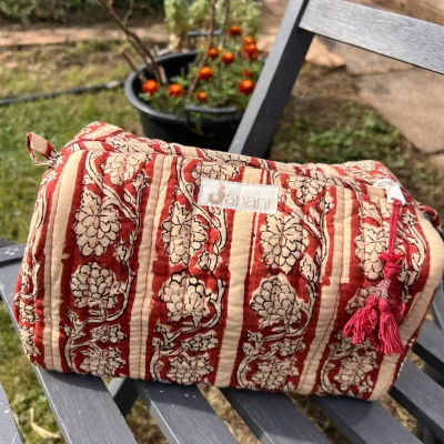 Scarlet Garden Stripe Wash Bags