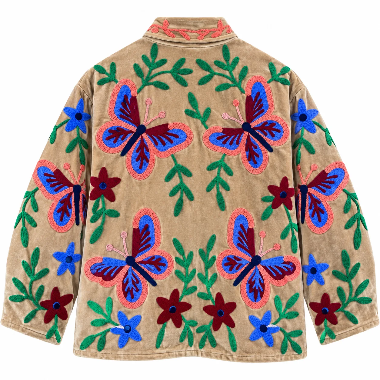 Velvet Embroidered Jacket-Butterfly Vine - Image 2