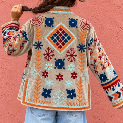 Velvet Embroidered Jacket-Folk Meadow