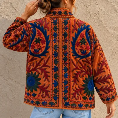 Velvet Suzani Jacket-Bohemian Ember