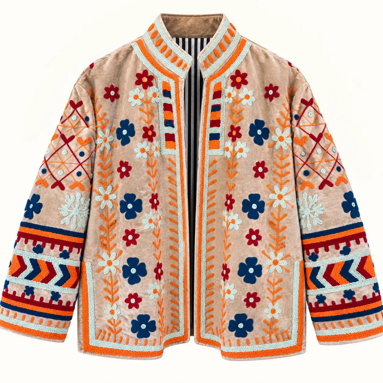 Velvet Embroidered Jacket-Folk Meadow - Image 2