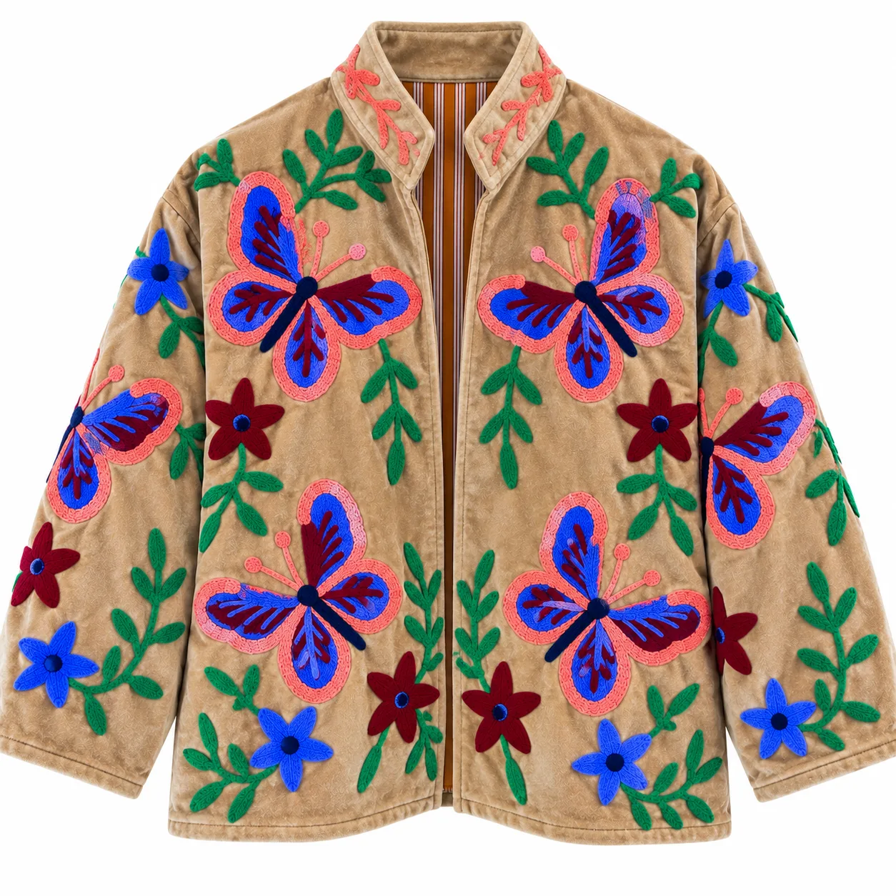 Velvet Embroidered Jacket-Butterfly Vine - Image 3