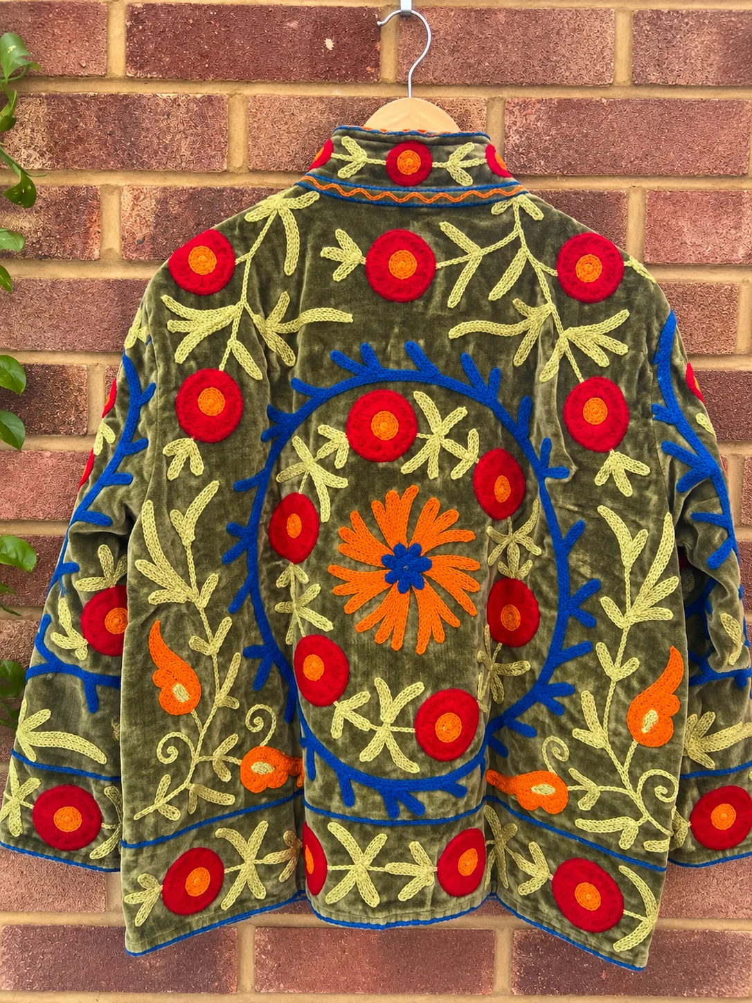 Velvet Embroidered Jacket-Olive Bloom - Image 2