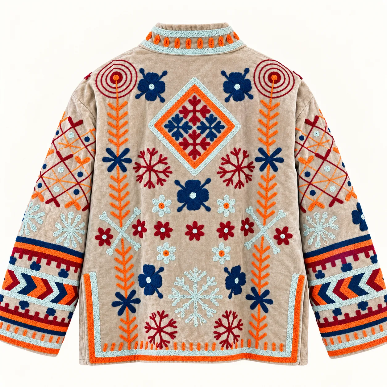 Velvet Embroidered Jacket-Folk Meadow - Image 3