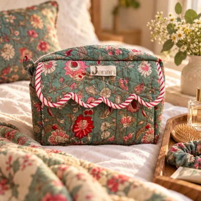 Vintage Bloom Scalloped Cosmetic Pouch